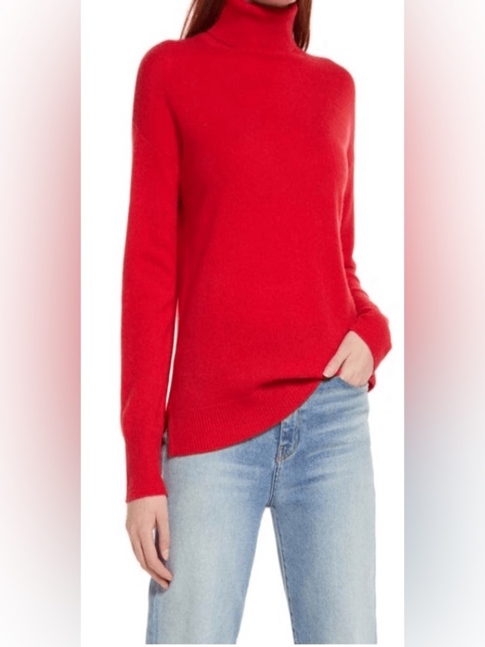 Nordstrom 100% Cashmere Turtleneck Sweater in Red